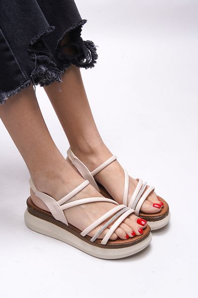 Riccon Beige Women's Sandals - Adelrithe 0012604