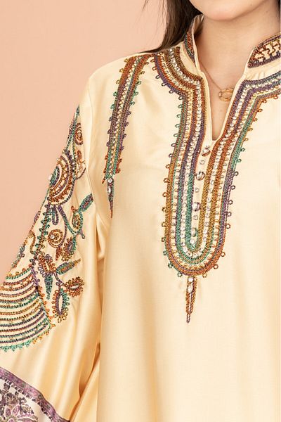 IKKXA Gleaming Crystal and Print Jalabiya