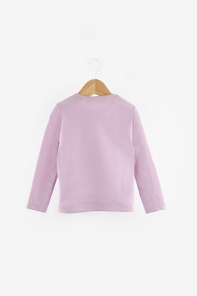 Le Mabelle Lilac Heart Embroidered Ribbed Girl's T-Shirt