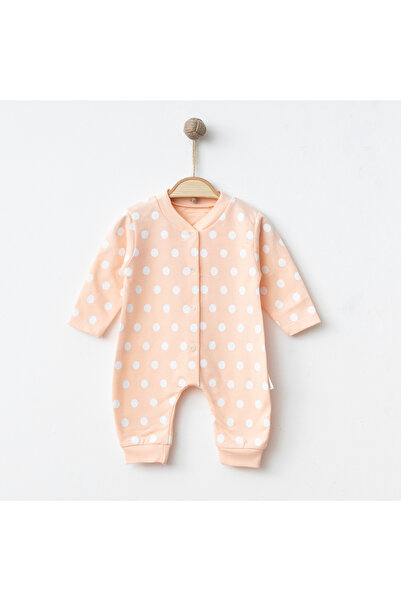 neocotton Pamuklu Puantiyeli Patiksiz Önden Çıtçıtlı Bebek Tulum