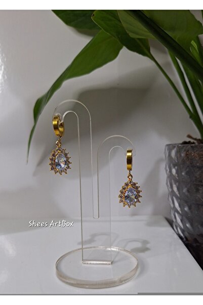 Tasarım Taşlı Damla Paslanmaz Çelik Kadın Tarz Küpe