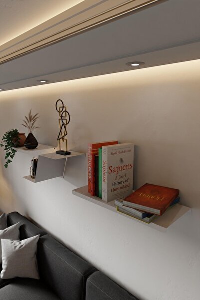 risingmaber Beyaz Metal Duvara Monte 3 Parça Duvar Rafı, Uçan Duvar Rafı ve K...