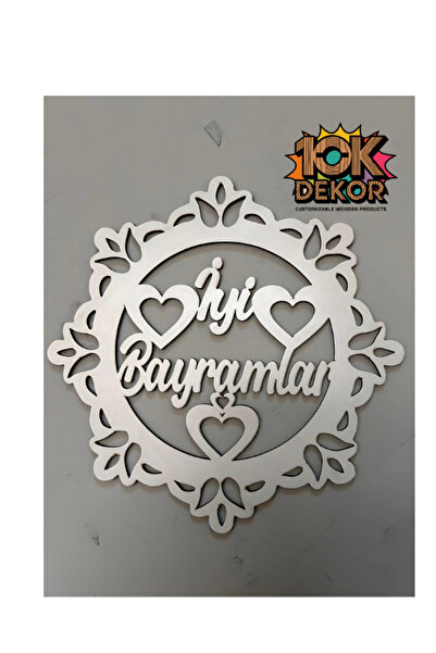 10kdekor IYI BAYRAMLAR YAZILI  SÜSLENEBİLİR  KAPI SÜSÜ BEYAZ RENK  DUVAR DEKO...