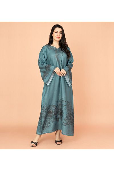 IKKXA Embellished Floral Touch Solid Jalabiya