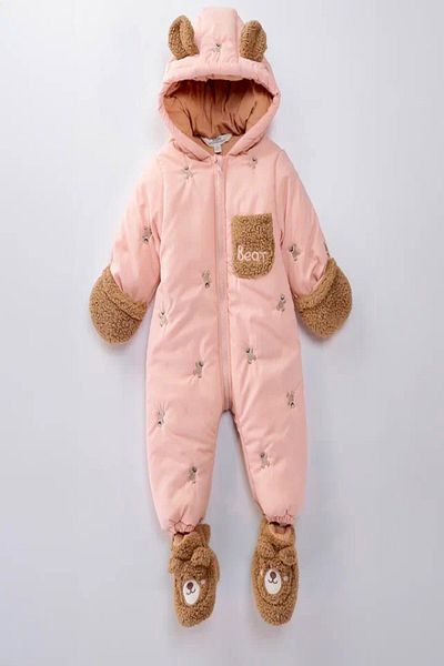 DeKuBaby Unisex Baby Cosmonaut-Astronaut Jumpsuit with Cute Bear Figure-Winter-Fur Booties-Gloves Hooded