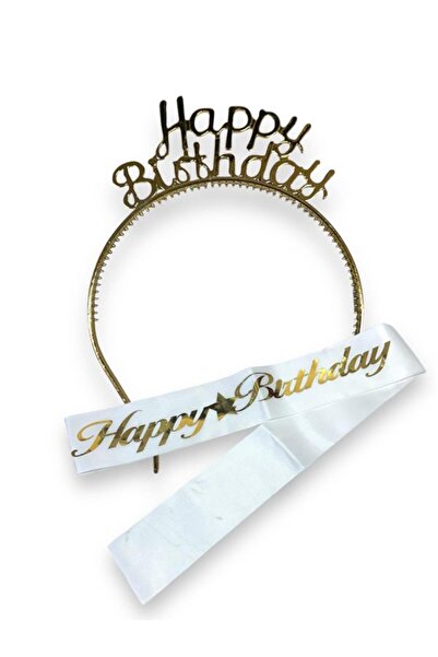 turkuaz parti HAPPY BİRTHDAY TAÇ-KUŞAK SETİ GOLD DOĞUM GÜNÜ TAÇ DOĞUM GÜNÜ KUŞAK