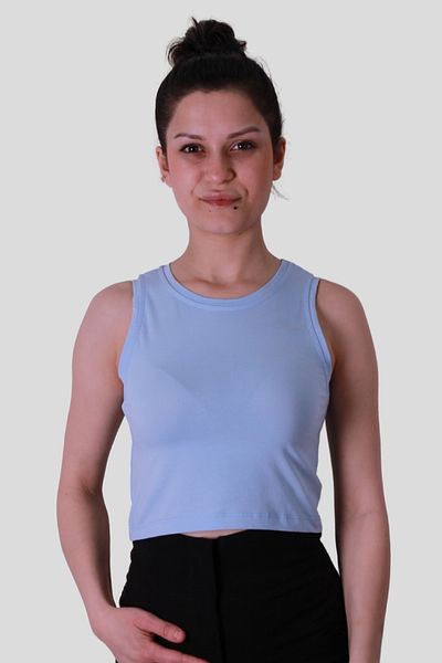 trender Crop Light Blue Women's Sleeveless T-Shirt 587-04