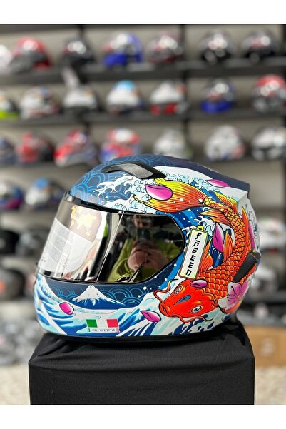 Sway Sw 820 Dakar 5 Full Face Balık Desenli Motosiklet Kask