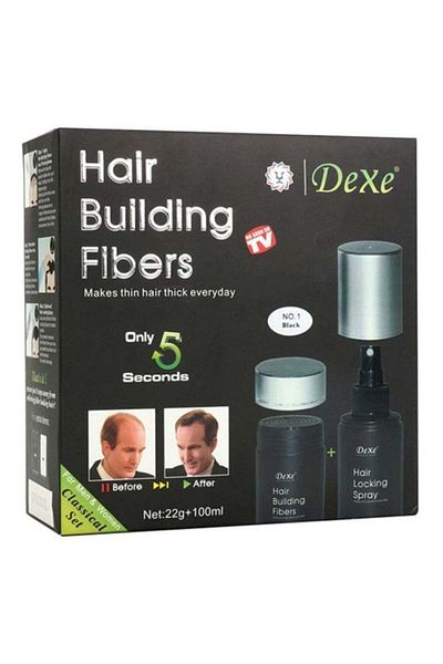 Dexe Pack Of 3 Hair Building Fibers With Locking Spray  22g