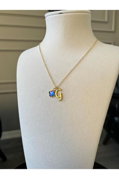 Store G Letter Necklace Clover Charmlı Steel Chain Luck Necklace