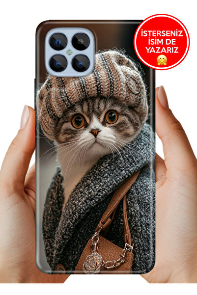 omix X600 Kılıf Desenli Baskılı Kamera Korumalı Silikon Parisli Kedi