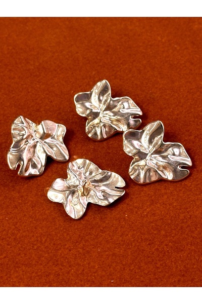 ODDA TASARIM ATÖLYESİ Μοντέλο Z.A.R.A Σετ με μοτίβο φύλλων με ρυτίδες χρυσό σχέδιο μεγάλου μεγέθους (3,2 cm)