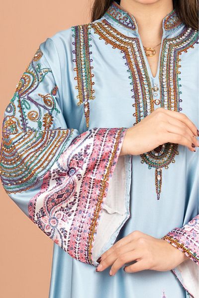 IKKXA Gleaming Crystal and Print Jalabiya