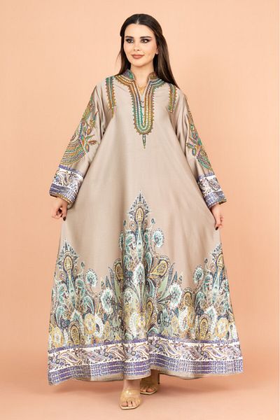 IKKXA Gleaming Crystal and Print Jalabiya