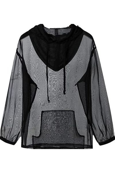 Hasyılmaz Incerun Long Sleeve Transparent Hooded T-Shirt for Men 5XL