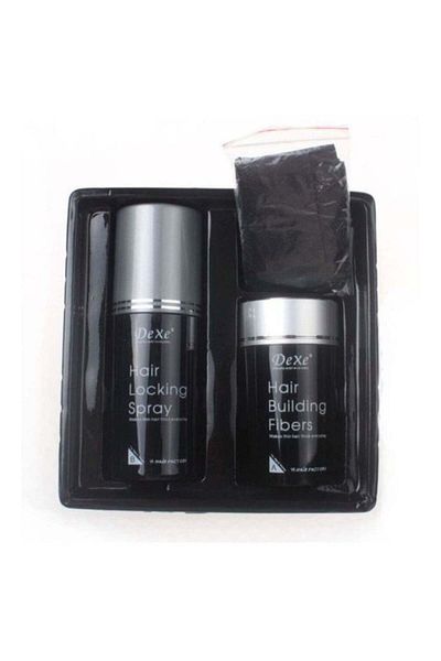Dexe Pack Of 3 Hair Building Fibers With Locking Spray  22g