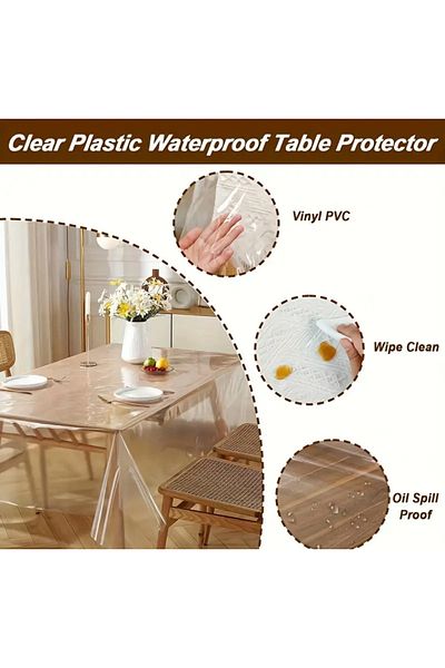 Blue Home Pvc transparent silicon 1 grad de protecție a suprafeței superioare, husă de masă impermeabilă 0,20 mm