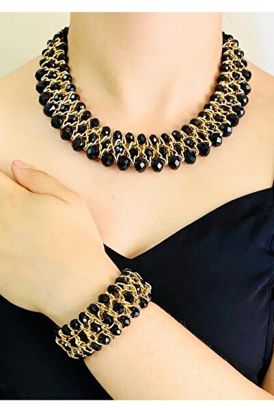 Bay hediye Kristal Taşlı El Yapımı Kolye ve Bilezik