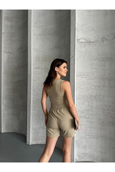 LePold Women's Camisole Corded Pocket Shorts Suit