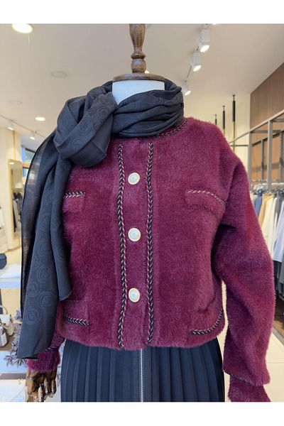 Lavanta Tekstil Jachetă cardigan de tricotaj cu nasturi perle