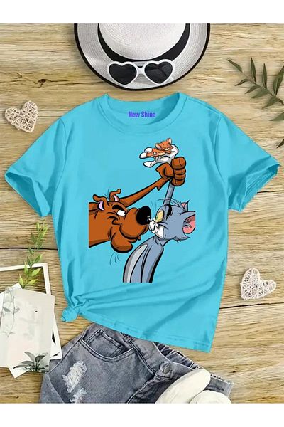 New Shine 1 tricou este un cadou pentru achiziții de 6 și mai sus în coș - Tricou pentru copii Scooby și Tom Oversize