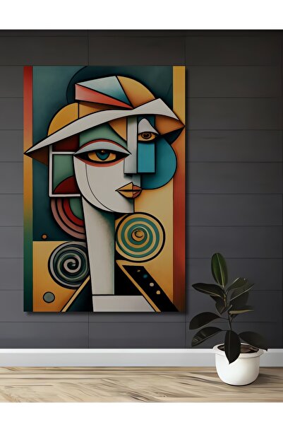 Teona Ahşap Modern Picasso Tarzı Kadın Yüzü Ahşap MDF Dekoratif Dikdörtgen Ev...