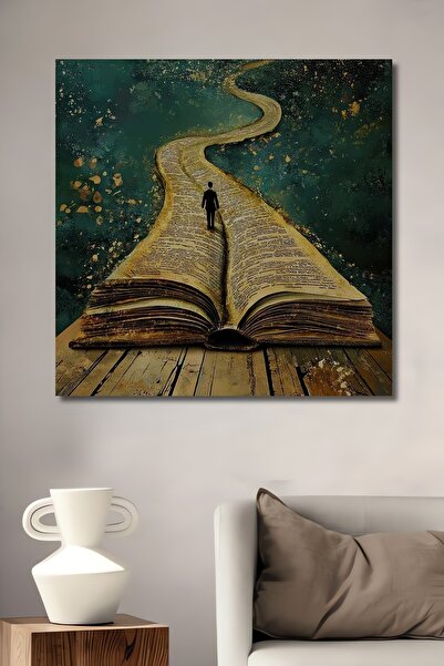 Teona Ahşap Kitap Yolu Soyut Sanat Ahşap MDF Dekoratif Dikdörtgen Ev,İşyeri D...