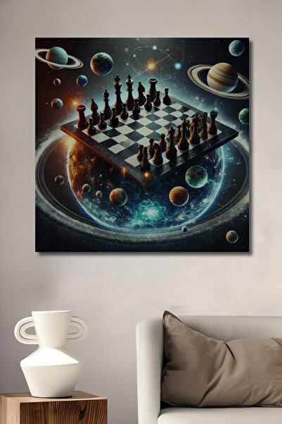 Teona Ahşap Gezegenler Arasında Satranç Modern Sanat Ahşap Dekoratif Dikdörtg...