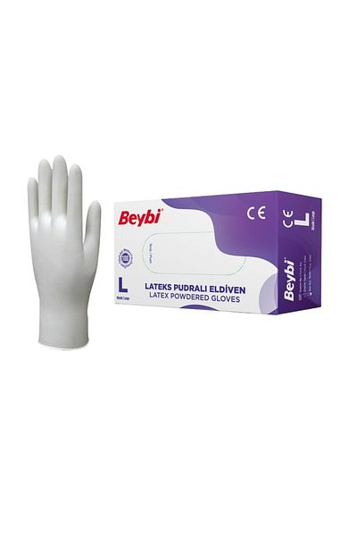 P Parla Latex Powdered Gloves 1 Box of 100 Size L