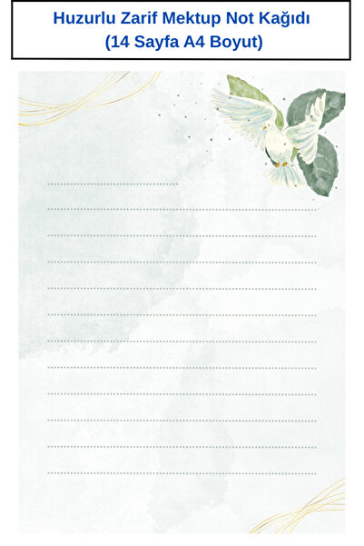 Organik Yolda Huzurlu Zarif Mektup Not Kağıdı  (14 Sayfa A4 Boyut)