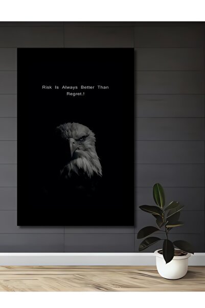 Teona Ahşap Kartal Portresi Siyah Beyaz Ahşap MDF Dekoratif Dikdörtgen Ev,İşy...