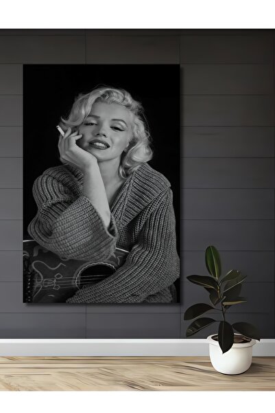 Teona Ahşap Marilyn Monroe Siyah Beyaz Ahşap MDF Dekoratif Dikdörtgen Ev,İşye...