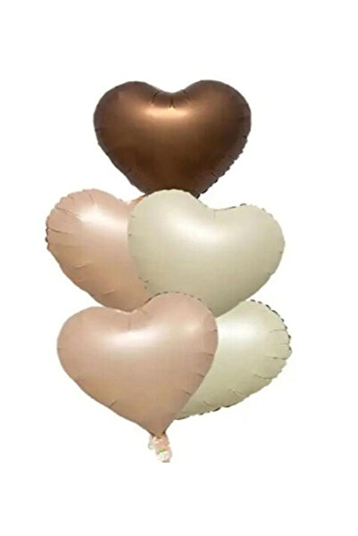 AyfaStore 1 Yaş Retro Kalpler Krem Rakam Karamel Ayı Doğum Günü Balon Seti