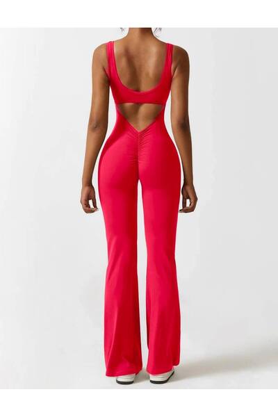 hipnoz butik női búvárszövet hátul mélyen dekoltált harisnyatartó jumpsuit