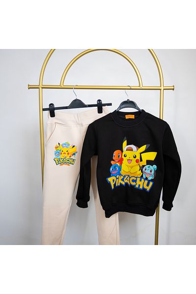 BookOrBook Pikachu 3 Thread Raster Premium Quality Kids Tracksuit Set