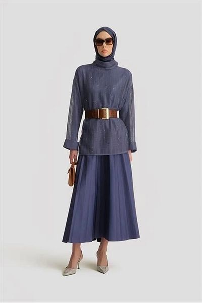 Armine Διχτυωτή μπλούζα με ζώνη 25y3700 Misty Purple