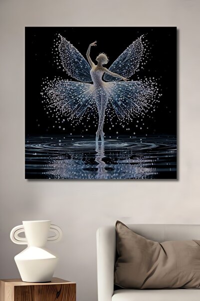 Teona Ahşap Zarif Peri Dansı Siyah Beyaz Dekoratif Ahşap MDF Dikdörtgen Ev,İş...