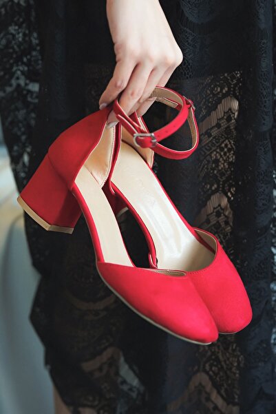 DİVOLYA Cordon Kırmızı Yuvarlak Burun ( 5 Cm Topuklu ) Ayakkabı