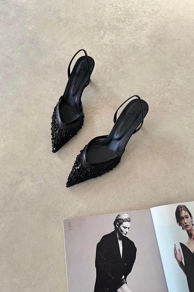 STRASWANS Harmony Women's Sequin Detail Heeled Shoes Black
