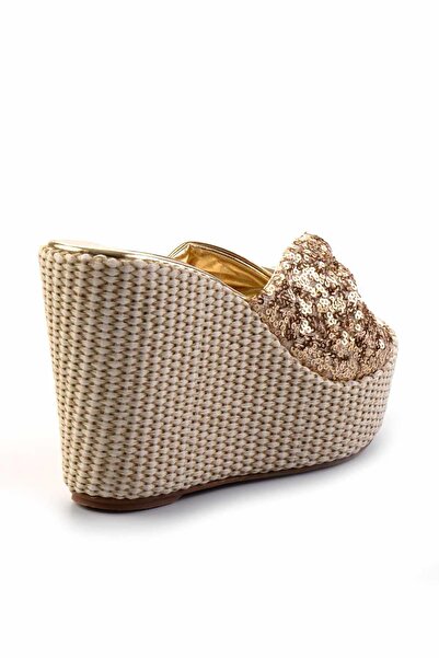 Bambi Altın Leather Kadın Terlik K04480092603