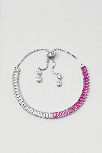 So CHIC... Renkli Baget 18 Ayar Beyaz Altın Kaplama Ayarlanabilir Gümüş Bileklik