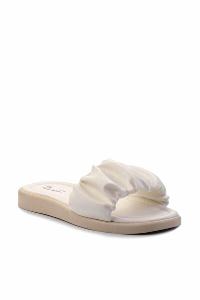 Bambi Beyaz Bej  Kadın Terlik K04875081109