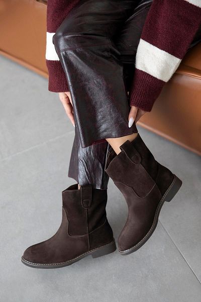 STRASWANS Women's Flat Sole Genuine Leather Suede Boots - Toffy