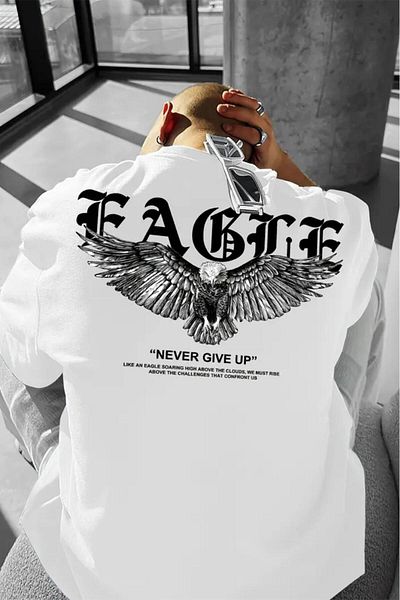 Oksit Ανδρικό μπλουζάκι με στάμπα Eagle Crew Neck Oversize