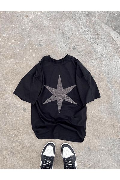 Gofeel Harajuku Street Black Star Printed Oversize Short Sleeve Tshirt