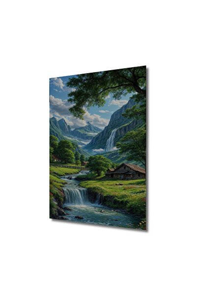 Teona Ahşap Dağ Manzaralı Ahşap MDF Dekoratif Dikdörtgen Ev,İşyeri Duvar Tablo