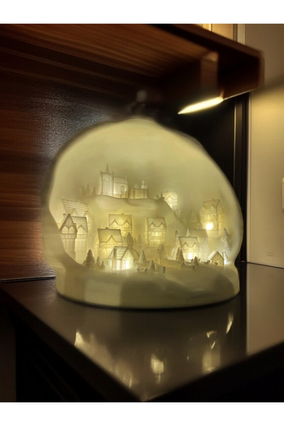 Megart Kar Şehri Temalı Tealight Mum Aydınlatmalı Dekoratif Obje Ev, Kitaplık...