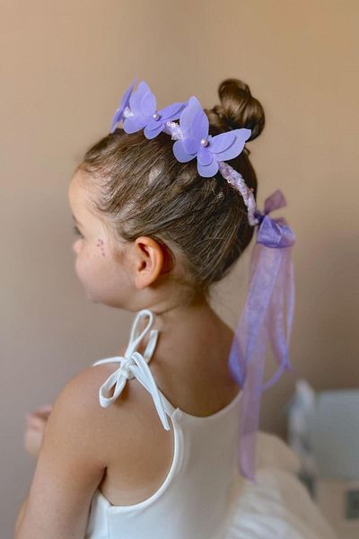 Le Mabelle Girl Lilac Butterfly Patterned Helen Crown