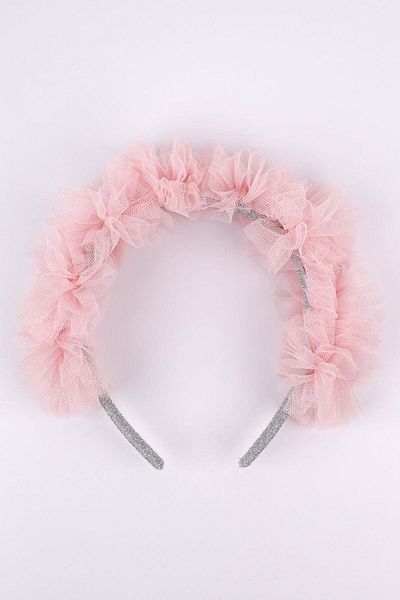 Le Mabelle Pink Tulle Detailed Glitter Girl's Crown