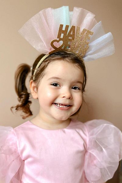 Le Mabelle Διακοσμημένο στέμμα Have Fun Gold Glittery Tulle για κορίτσι